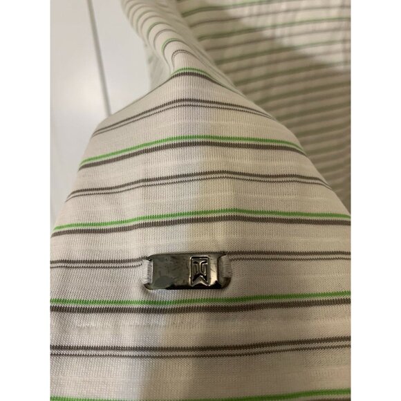 Nike Tiger Woods Collection Dri-Fit Golf Polo SzXL White Green Striped Escondido - Picture 4 of 6